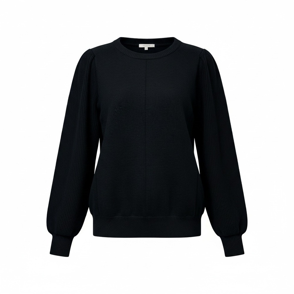 78&Sunny Womens XL Black Mixed Knit Puff Sleeve Crew Neck Sweater S101143
